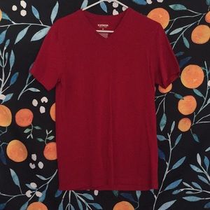 Red Express v-neck stretch tee.